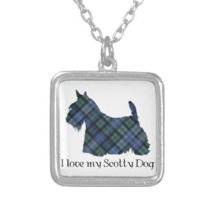 Black Watch Tartan Scottish Terrier Silver Plated Necklace
