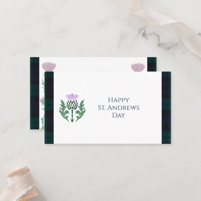 Black Watch Tartan St. Andrews Day Place Card (Front/Back In Situ)
