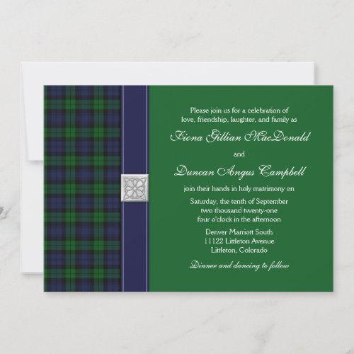 Black Watch Tartan Wedding Invitation