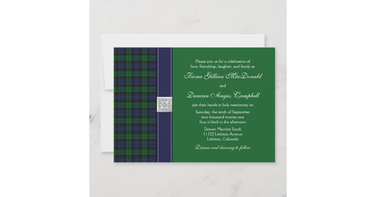 Black Watch Tartan Wedding Invitation | Zazzle