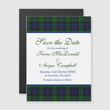 Black Watch Tartan Wedding Save The Date Magnet by wasootch at Zazzle