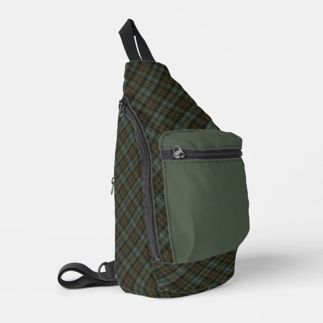 Black Watch Weathered Scottish Clan Tartan Sling Bag (Left Corner)