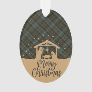 Black Watch Weathered Scottish Tartan Christmas Ornament