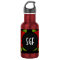 Black Water Bottle with Red Rose Flower Pattern