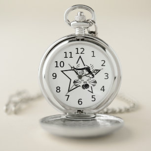 Black Water Buffalo Carabao in a Black Star Pocket Watch