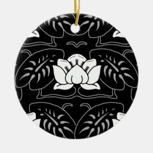 Black Water Lily Motif Ceramic Ornament