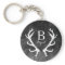 Black Watercolor and Rustic Deer Antlers Monogram