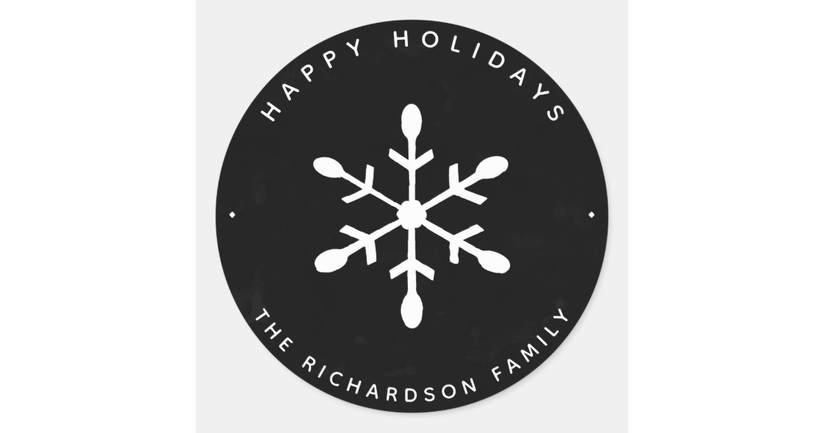 Black Watercolor and White Snowflake | Christmas Classic Round Sticker ...