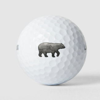 Black Watercolor Bear Golf Balls