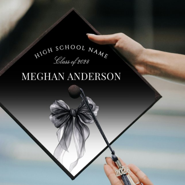 Black Watercolor Bow Coquette Graduation Cap Topper (Creator Uploaded)