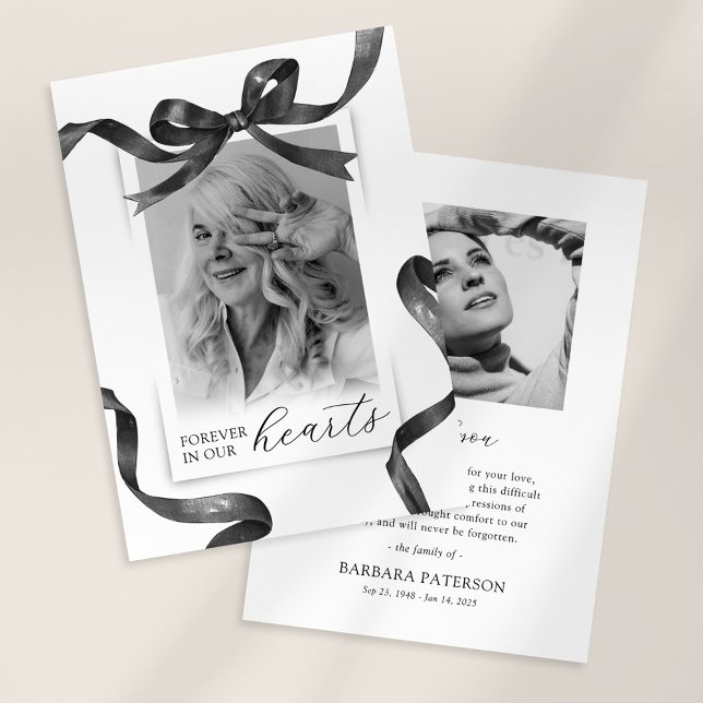 Black Watercolor Bow Funeral Thank You (Creator Uploaded)