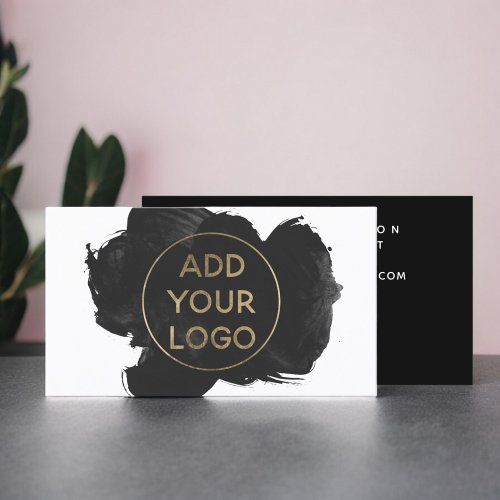 Black watercolor brushstroke upload your logo business card