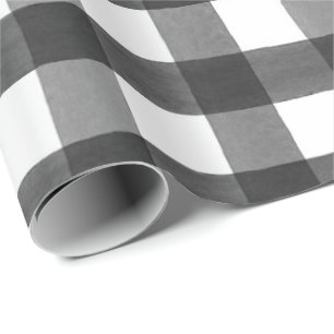Black Watercolor Buffalo Plaid Wrapping Paper