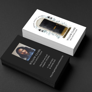Black Watercolor Front Door Real Estate Agent Business Card