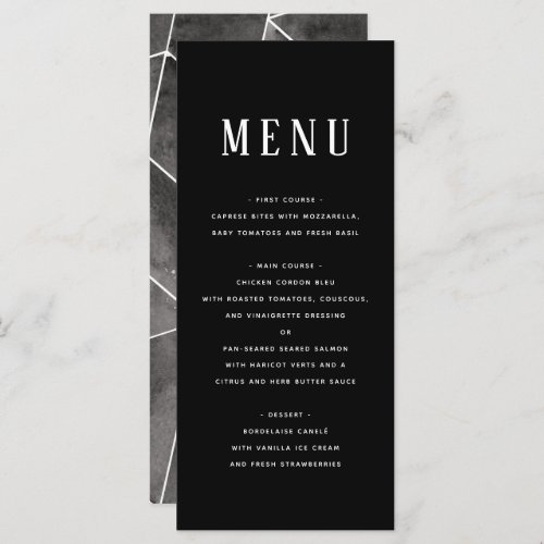 Black Watercolor Geometric Gala Menu