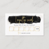 Black Watercolor Gold Glitter Beauty Loyalty Card (Front)