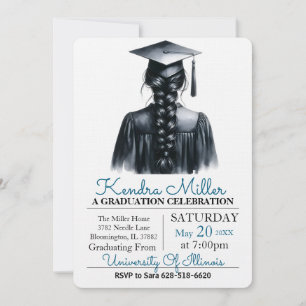 Black Watercolor Graduation Invitation