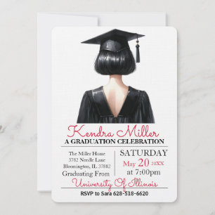 Black Watercolor Graduation Invitation