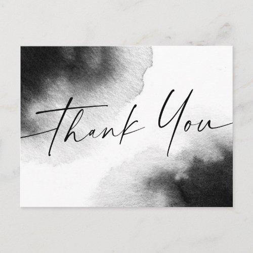  Black watercolor handwritten script thank you Postcard