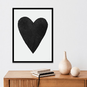 Black Watercolor Heart Valentine's Day Art Print