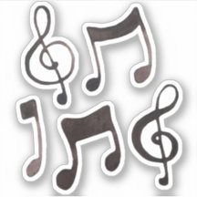 Black Watercolor Ink Music Stickers