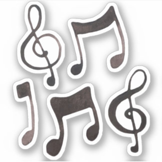 Black Watercolor Ink Music Stickers