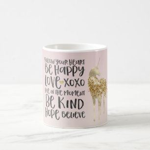 Black Watercolor Inspirational Gold Unicorn Coffee Mug