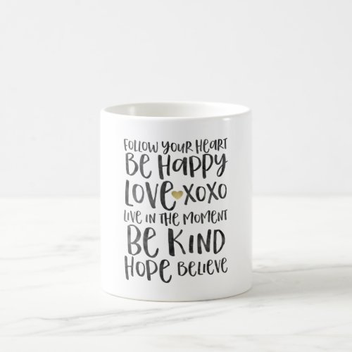 Black Watercolor Inspirational Words Gold Heart Coffee Mug