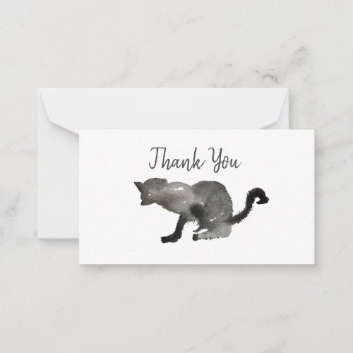 Black watercolor kool kitty cat note card