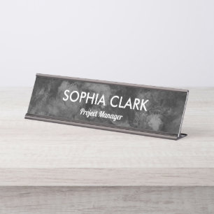 Black Watercolor Modern Minimal Luxury Custom Desk Name Plate