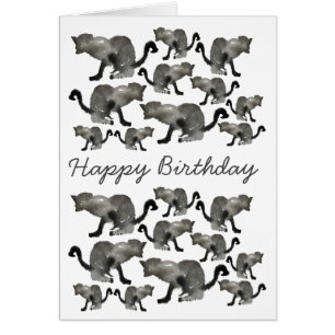 Black watercolor monochrome cat cards