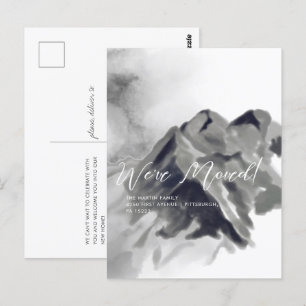 Black Watercolor Mountains Moving Announcement Postcard