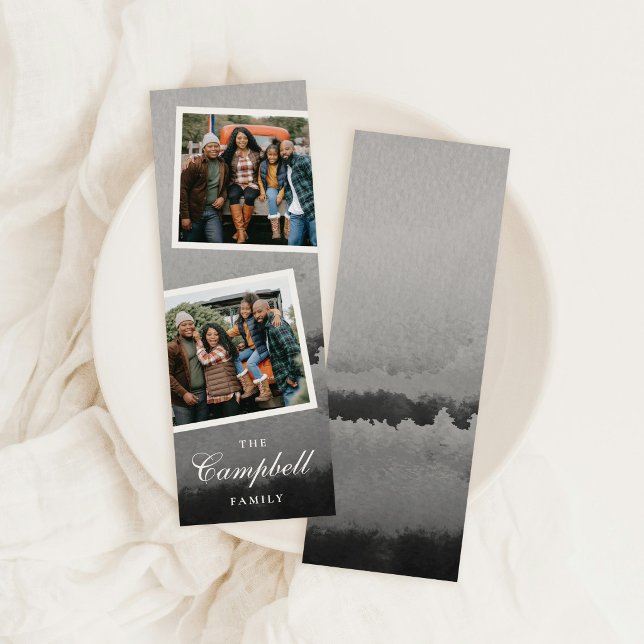 Black Watercolor Ombre Multi Photo Script Bookmark (Creator Uploaded)