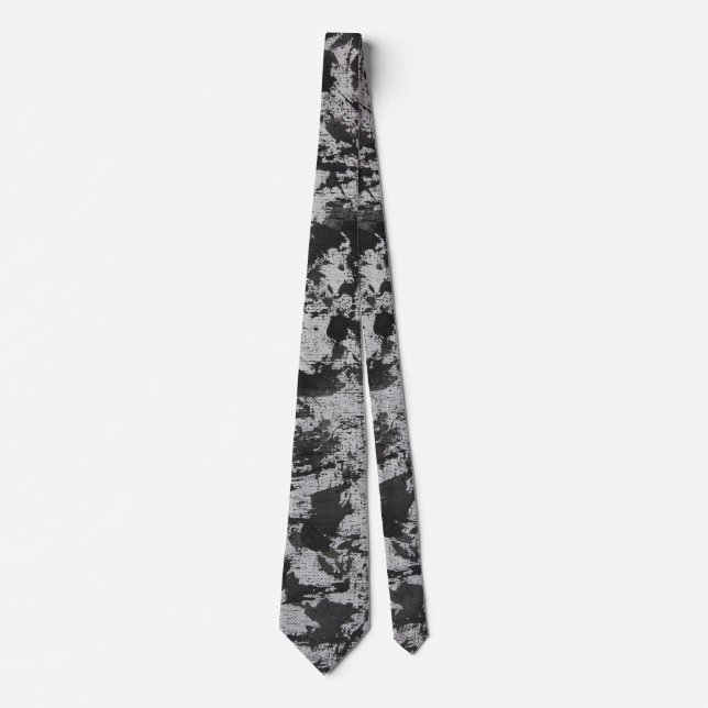 Black Watercolor on White Neck Tie (Front)