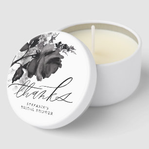 Black Watercolor Rose Bridal Shower Thank You Mini Candle Favors