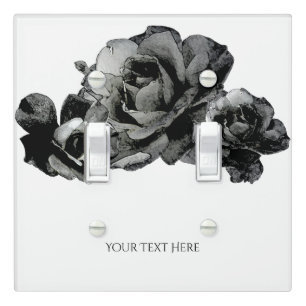 Black Watercolor Roses Elegant Gothic Lovely Light Switch Cover