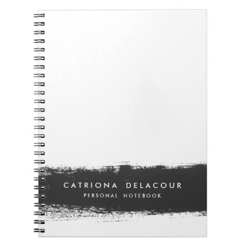 Black Watercolor Splash Personalized Notebook
