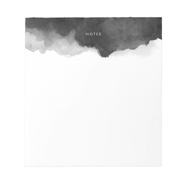 Black Watercolor Splash Personalized Notepad (Front)