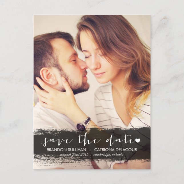 BLACK WATERCOLOR SPLASH SAVE THE DATE POSTCARD (Front)