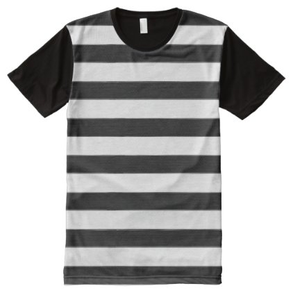 Black Watercolor Srtipes All-Over-Print T-Shirt
