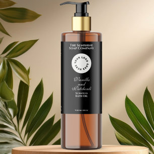 Black waterproof cosmetics bottle label with logo