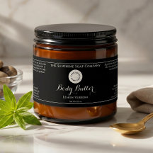 Black Waterproof Cosmetics Jar Label with Logo