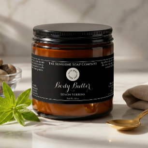 Black Waterproof Cosmetics Jar Label with Logo