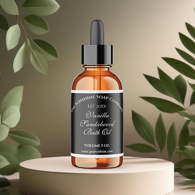 Black Waterproof Dropper Bottle Label 1.5" x 3" (Creator Uploaded)