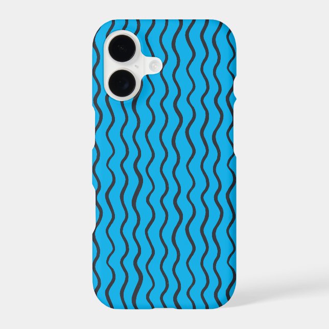 black wavy abstract line pattern iphone case (Back)