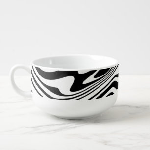 Black Wavy Art Stripe White Soup Mug