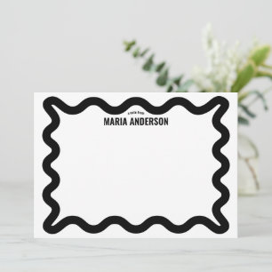 Black Wavy Border Personalised Note Card
