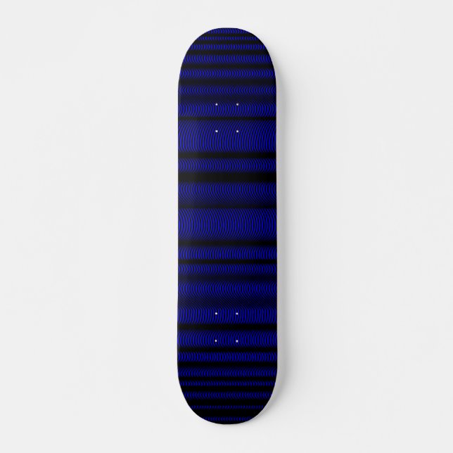Black Wavy Lines - On Blue Skateboard Deck (Front)