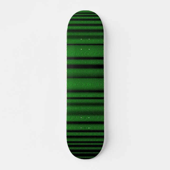 Black Wavy Lines - On Green Skateboard Deck (Front)