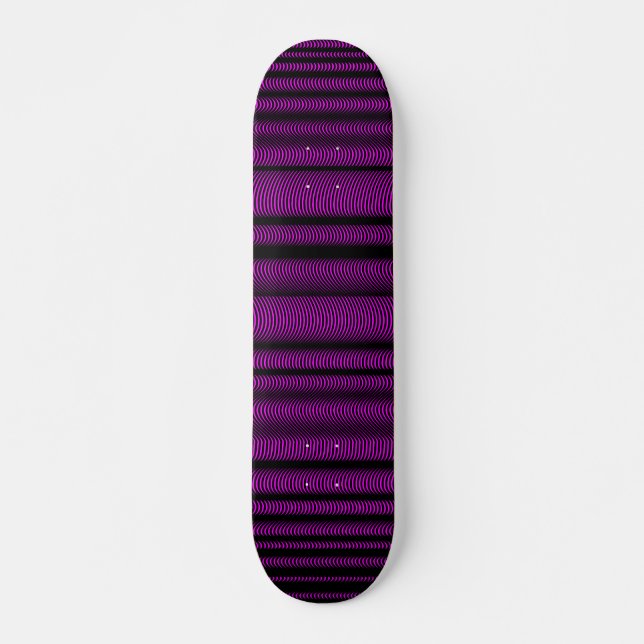 Black Wavy Lines - On Magenta Skateboard Deck (Front)